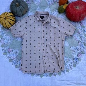 Pendleton Tan Short Sleeve Button Up Shirt with Western Pattern Size XL